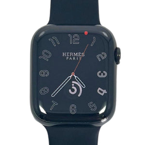 Hermes Apple Watch Series 7 GPS/ Cellular 45 mm - Space Black Stainless Steel Case - Black Silicone Watch Band