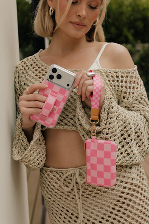 Bubblegum Check Zipper Pouch