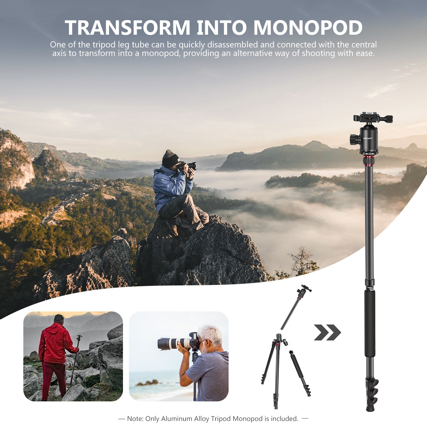 NEEWER 77'' TP77 Aluminum Alloy Camera Monopod Tripod - Techable