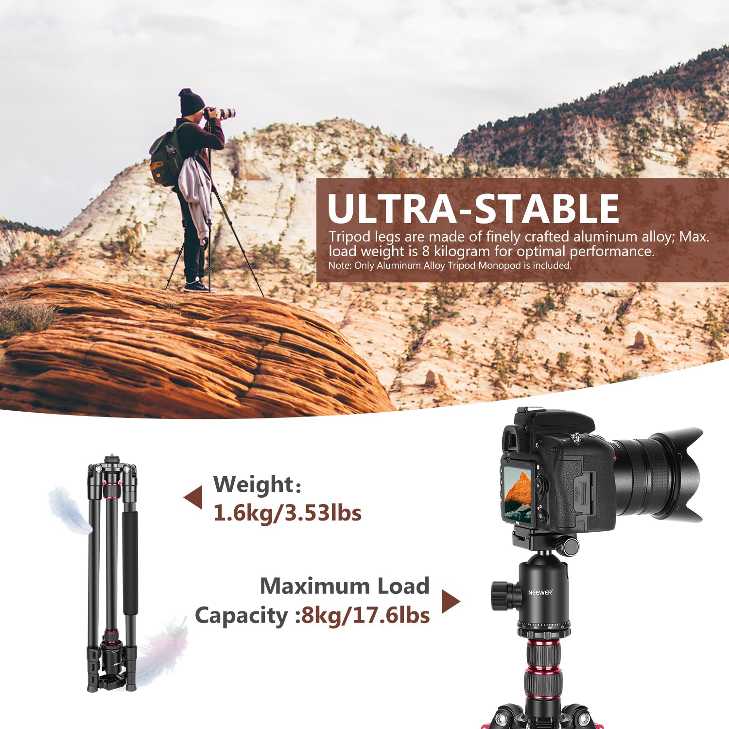 NEEWER 77'' TP77 Aluminum Alloy Camera Monopod Tripod - Techable