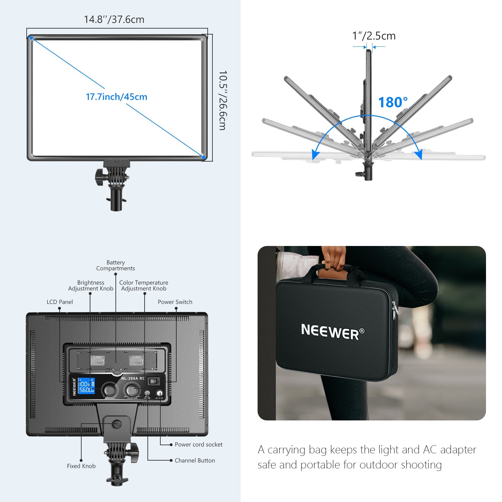 NEEWER NL288A Bi-Color LED Panel Light Kit - Techable