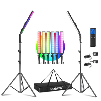 NEEWER BH-20RGB-2.4G 2-Pack Remote Control RGB LED Light Stick Kit - Techable