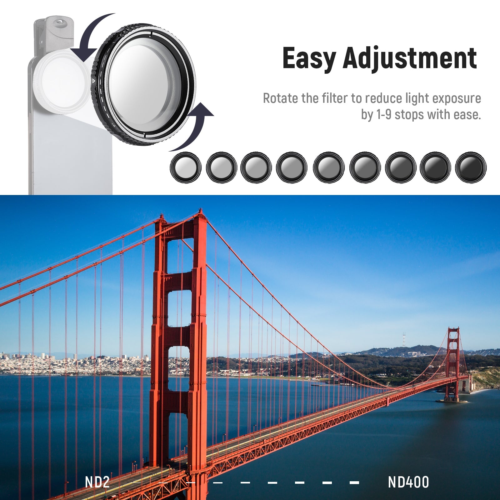 NEEWER 37mm Clip On ND2-ND400 Phone Camera Lens Filter Kit - Techable