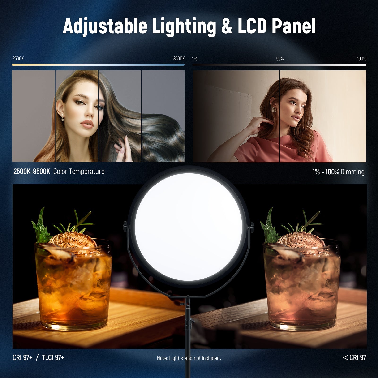 NEEWER NL-500ARC 24" 120W Ultra Thin Bi-Color Round LED Light - Techable