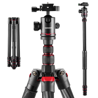 NEEWER N55CR 80.7” Carbon Fiber Tripod with 2 Section Center Axes - Techable