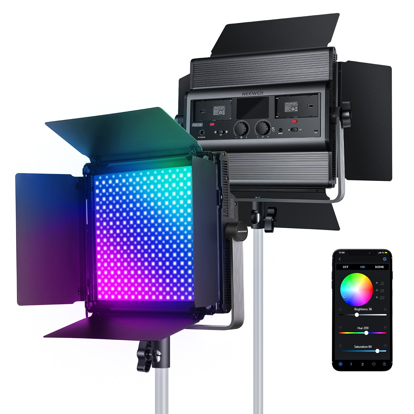 NEEWER RGB1200 60W APP Control RGB LED Video Light - Techable