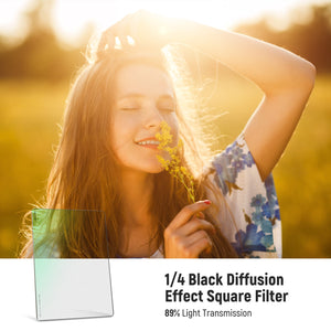 NEEWER 1/4 Black Diffusion Mist Dreamy Effect 4"x5.65" Square Filter