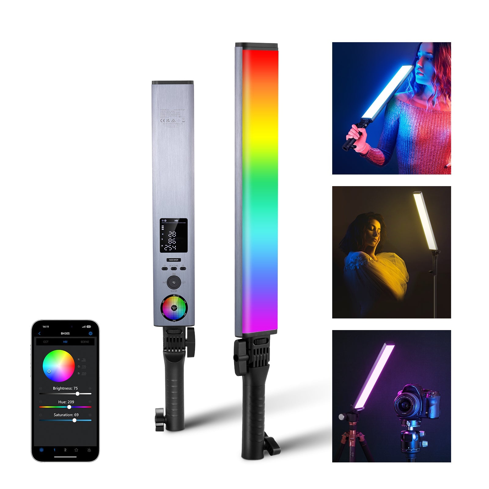 NEEWER BH30S RGB LED Tube Light Wand - Techable