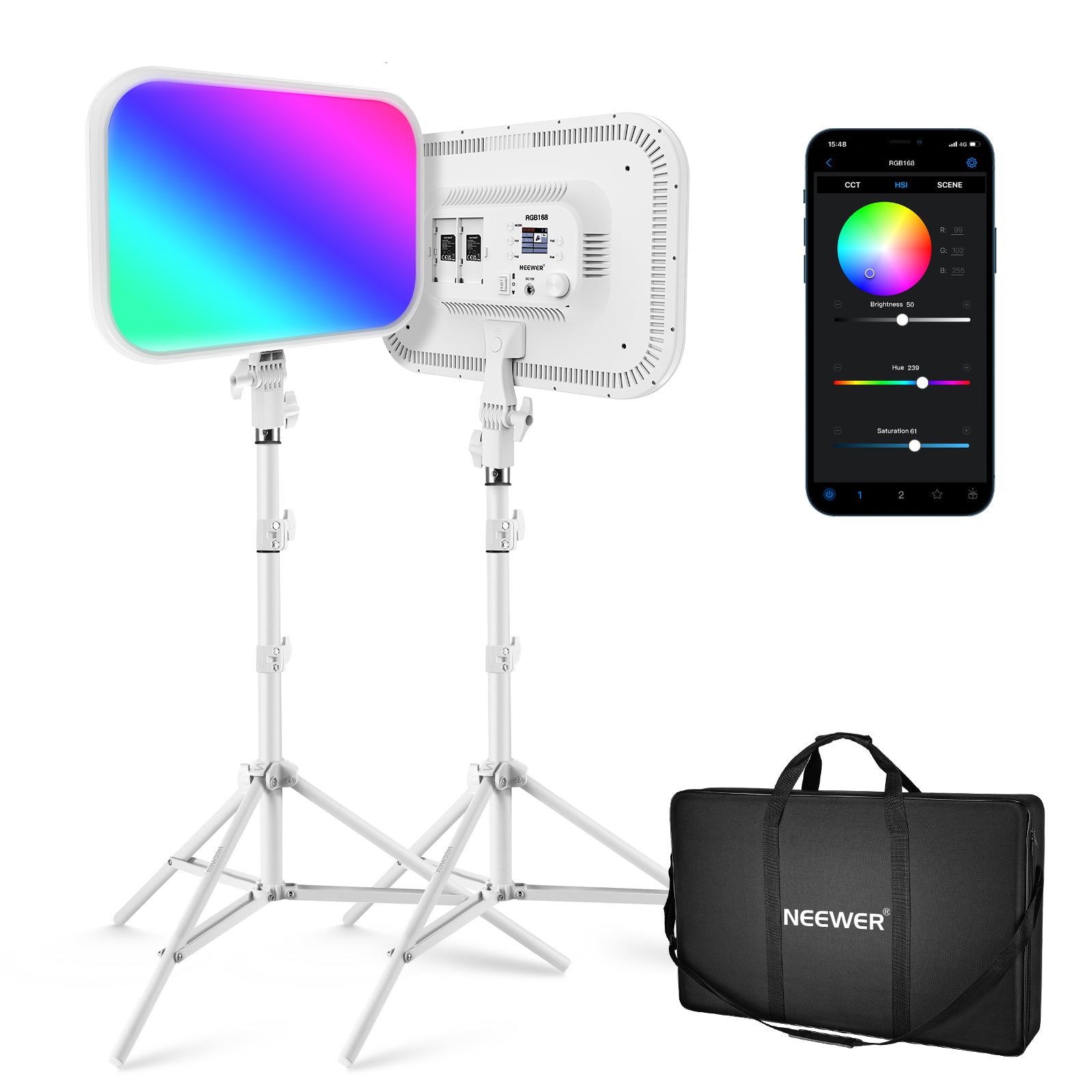 NEEWER 2 Pack RGB168 18.3 Inch LED Panel Video Light - Techable