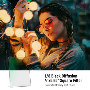 NEEWER 1/8 Black Diffusion Mist Dreamy Effect 4"x5.65" Square Filter