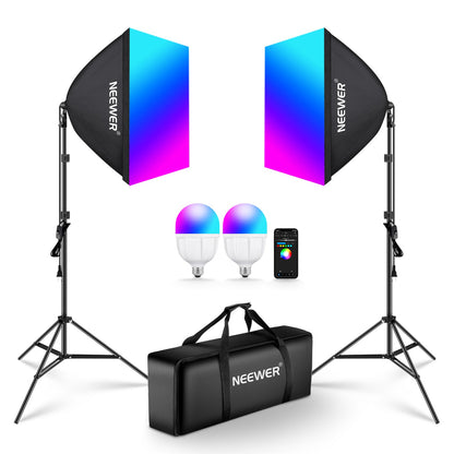 NEEWER NK800 RGB Softbox Lighting Kit with App Control - Techable