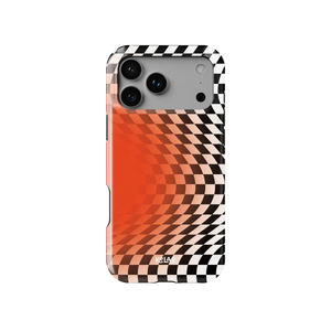 Sunflare | Orange Checkered Optical Illusion iPhone Case