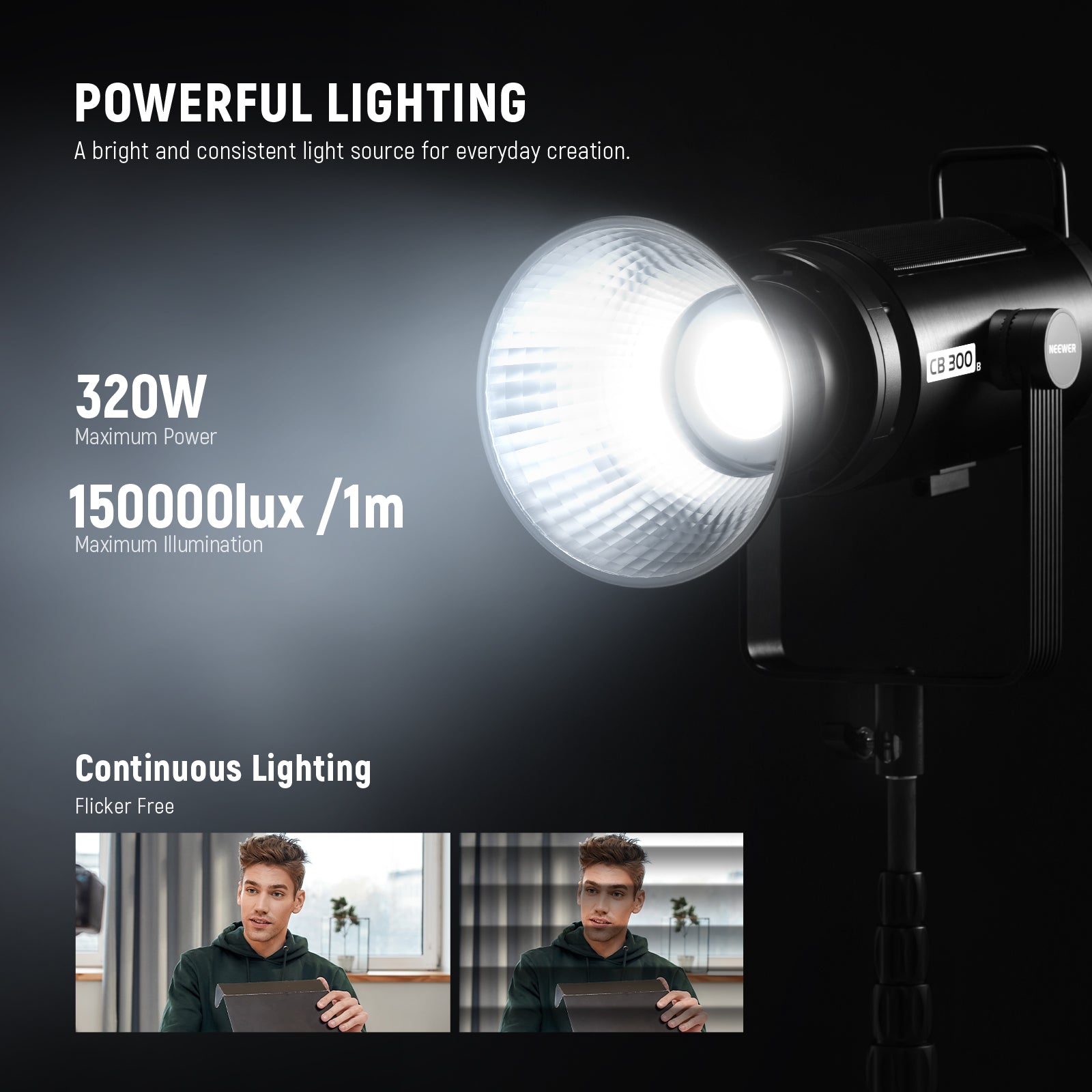 NEEWER CB300B 320W Bi-Color Continuous LED Video Light - Techable