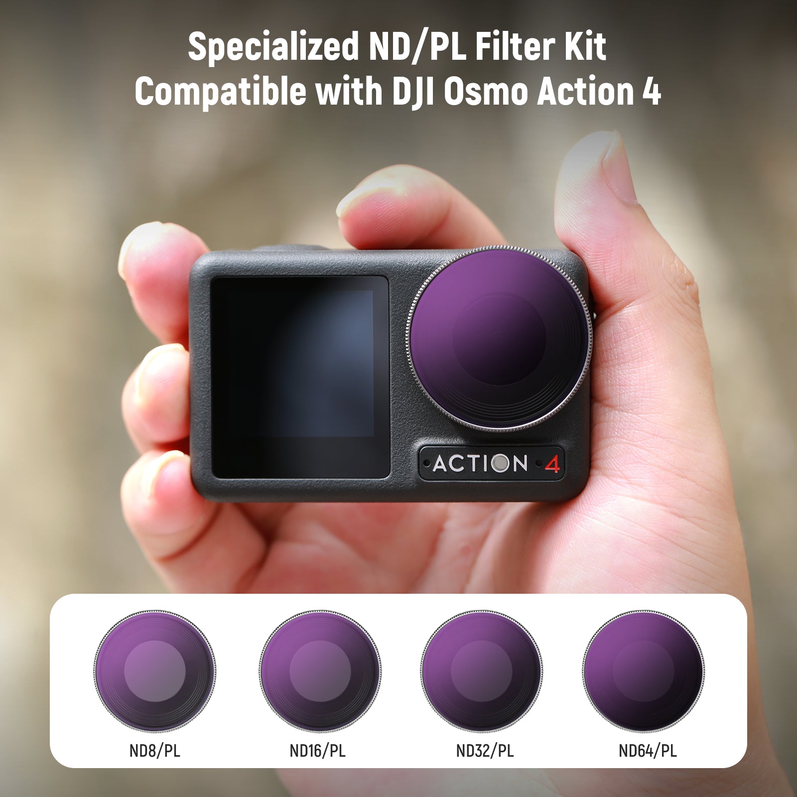 NEEWER ND/PL Filters Set for DJI Osmo Action 4 - Techable