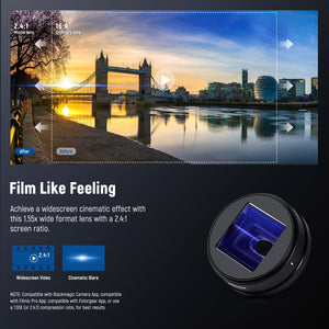 NEEWER LS-43 1.55X Blue Anamorphic Phone Lens Only for 17mm Thread Backplate