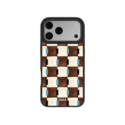 Cerulean Check | Blue & Brown Checkered iPhone Case