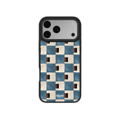 Terra Teal | Teal & Brown Checkered iPhone Case