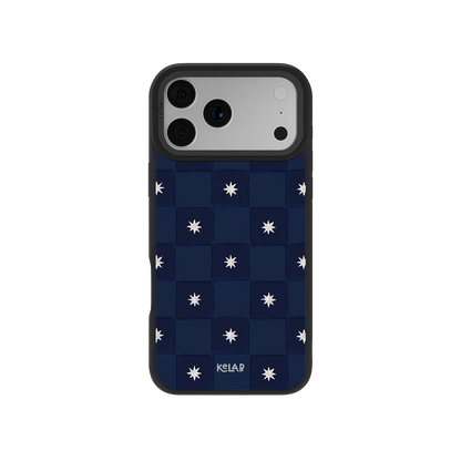 Celestial Check | Navy Checkered iPhone Case