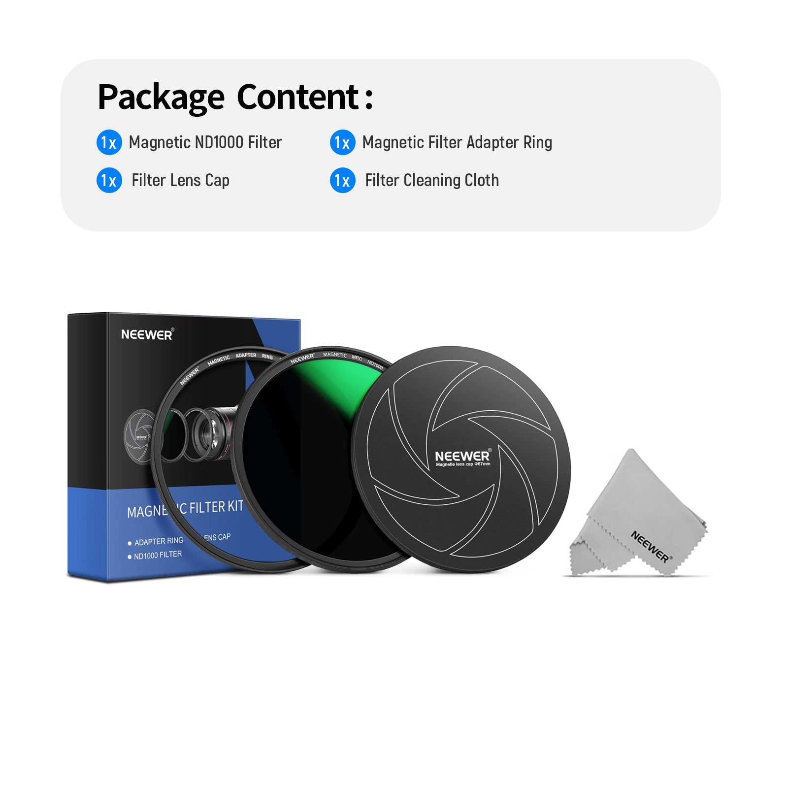 NEEWER 3-in-1 ND1000 Magnetic ND Lens Filter Kit (10 stops) - Techable