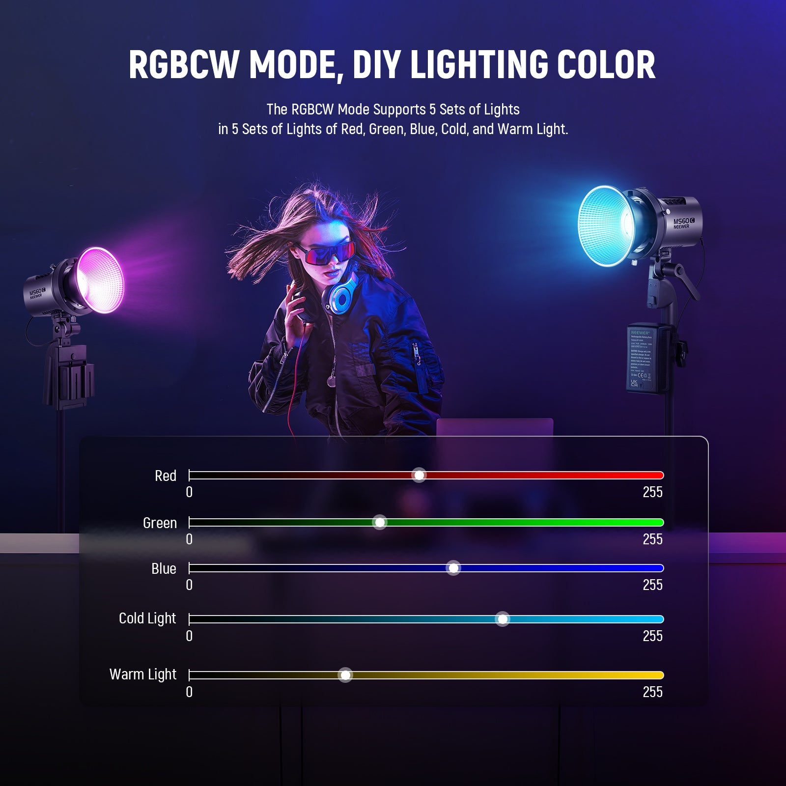 NEEWER MS60C RGB LED Video Light Handheld Spotlight - Techable