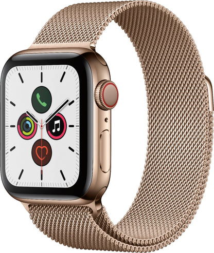 Apple Watch Series 5 (2019) 40mm – 32GB with aftermarket Gold Milanese Band – Read