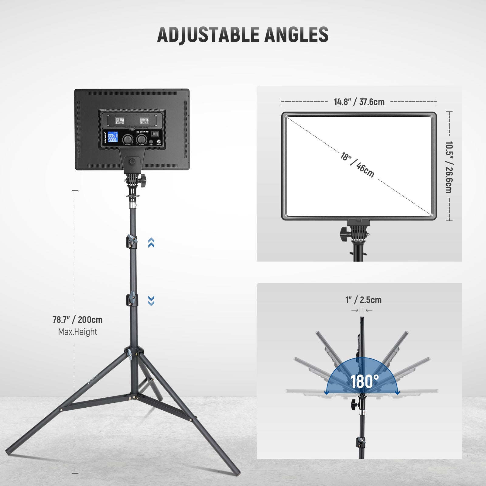 NEEWER 2 Pack NL-288ARC Bi-Color LED Panel Light Stand Kit - Techable