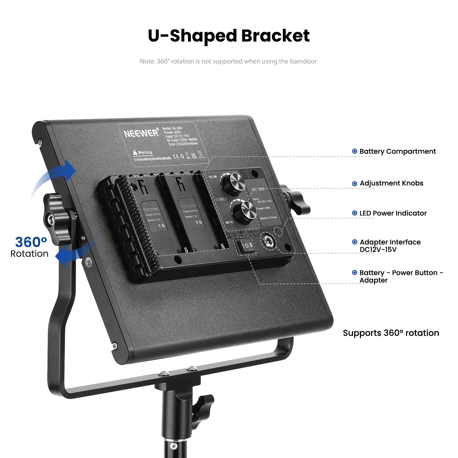 NEEWER 2 Pack Bi-Color 660 LED Video Light and Stand Kit - Techable