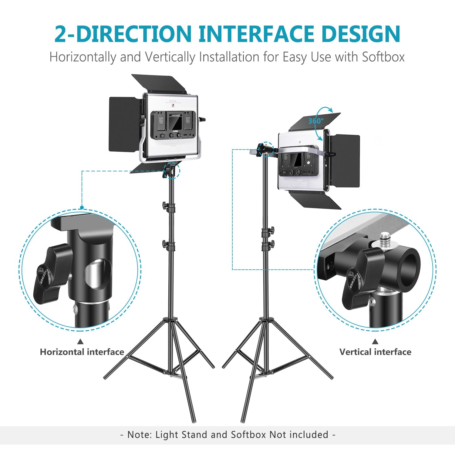 Neewer 2 Pack 528 LED Video Light with APP Intelligent Control System - Techable