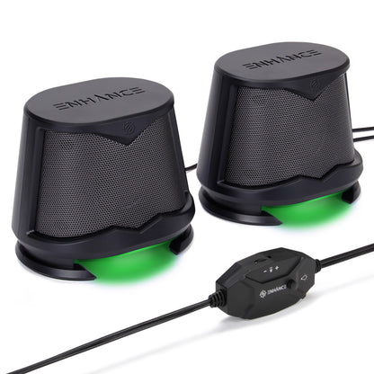 Enhance SB2 USB Powered LED Speakers – Green LED / 10 W Peak