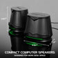 Enhance SB2 USB Powered LED Speakers – Green LED / 10 W Peak