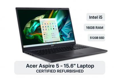 Acer Aspire 5 15.6" Laptop – Intel Core i5 • 8GB RAM • 512GB SSD – Certified Refurbished