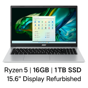 Acer Aspire 3 – 15.6" Laptop | AMD Ryzen 5 | 16GB RAM | 1TB SSD – Certified Refurbished