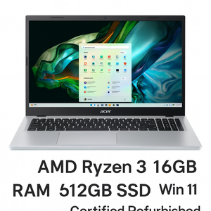 Acer Aspire 3 – 15.6" Laptop | AMD Ryzen 3 | 8GB RAM | 128GB / 512GB SSD – Certified Refurbished