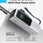 Anker 25000mAh Laptop Power Bank – 100W Triple USB-C with Built-In Cables