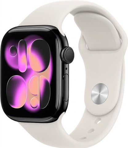 Apple Watch Series 11 (2025) – 42mm • GPS + Cellular – Jet Black • Light Blush Sport Band – Warranty 6/27