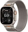 Apple Watch Ultra 3 (2025) – 49mm • GPS • Cellular – Natural Titanium • Gray Metal Mesh Watch Band – Warranty 4/27