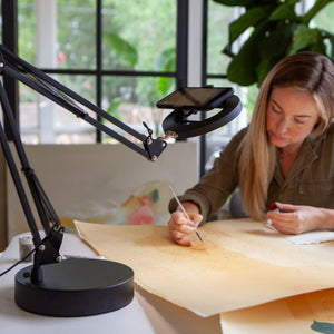 Black Canvas Lamp with Weighted Matte Metal Base