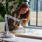 White Canvas Lamp with Weighted Matte Metal Base