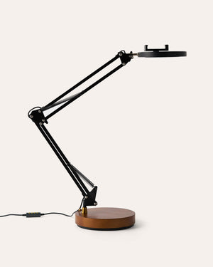 Black Canvas Lamp with Weighted Wooden Base