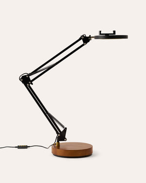 Black Canvas Lamp with Weighted Wooden Base