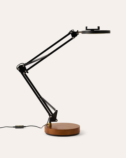 Black Canvas Lamp with Weighted Wooden Base