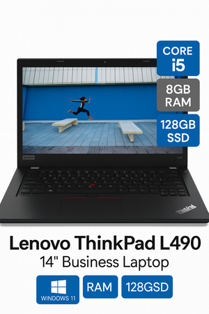Lenovo ThinkPad L490 14" Business Laptop Intel Core i5 8GB RAM 128GB SSD – Good Refurbished