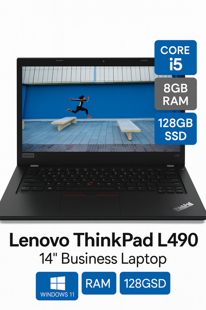 Lenovo ThinkPad L490 14" Business Laptop Intel Core i5 8GB RAM 128GB SSD – Good Refurbished