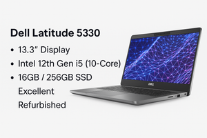 Dell Latitude 5330 13.3″ | Intel 12th Gen i5 (10-Core) | 16GB / 256GB SSD – Excellent Refurbished
