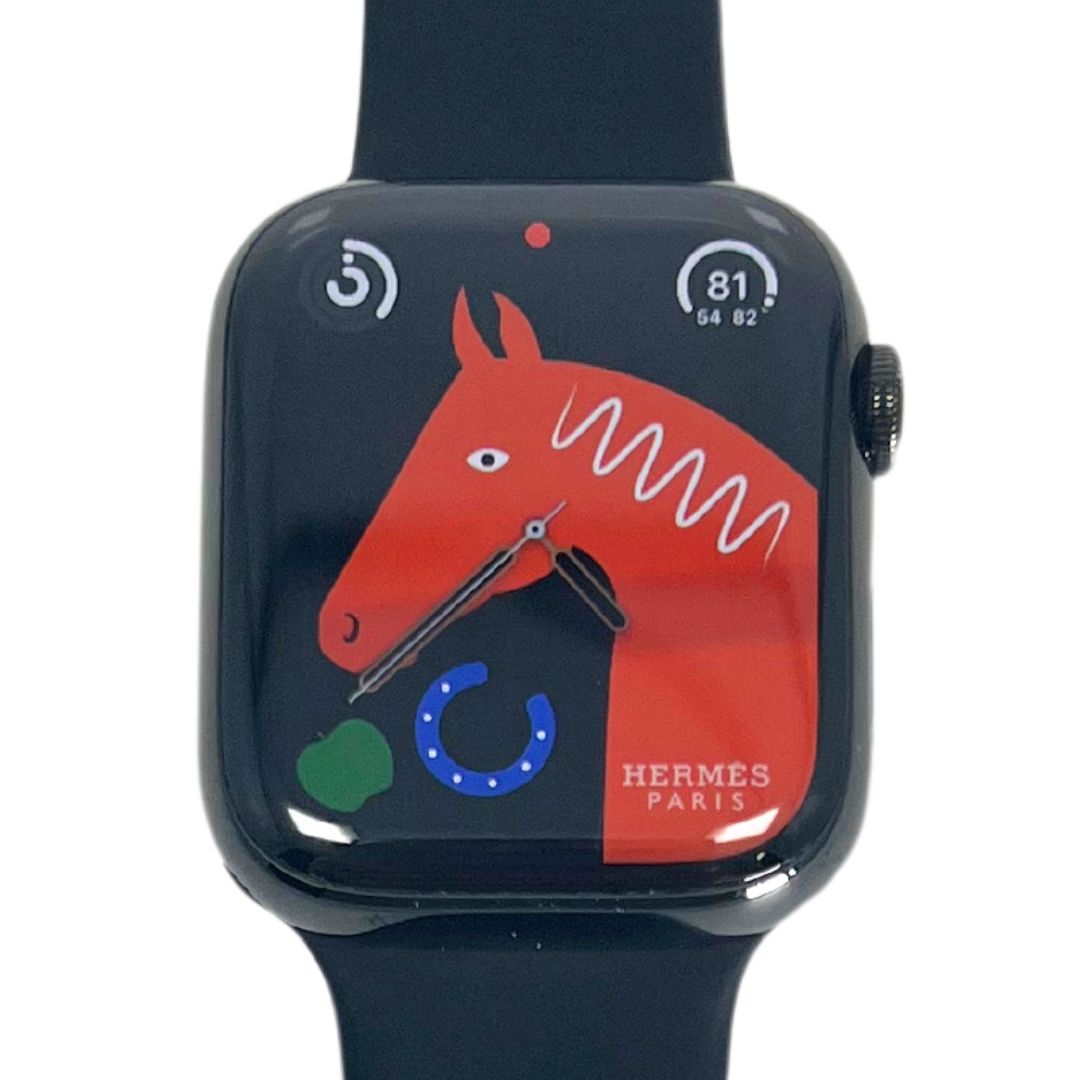 Hermes Apple Watch Series 7 GPS/ Cellular 45 mm - Space Black Stainless  Steel Case - Black Silicone Watch Band