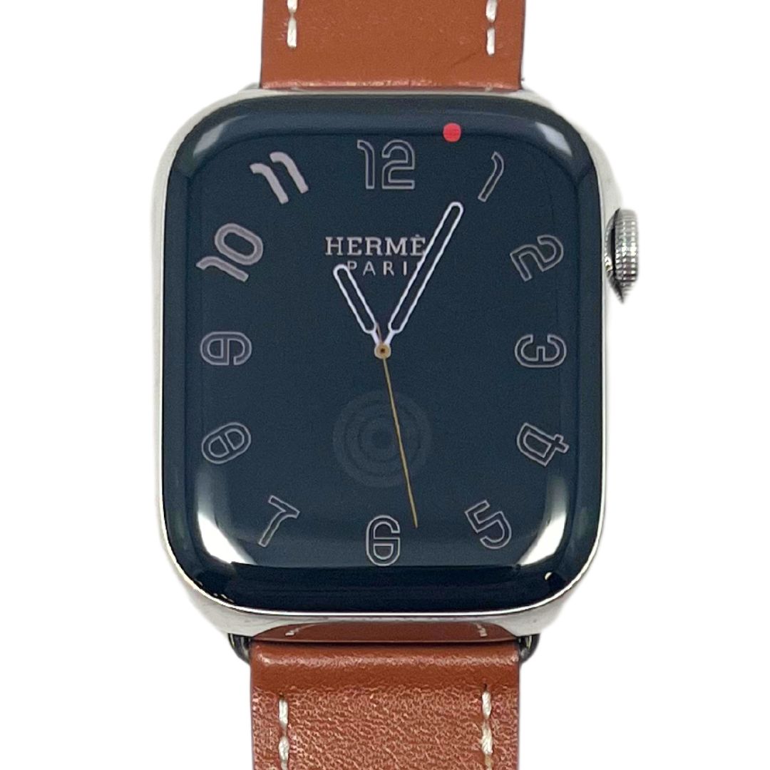 Hermes Apple Watch Series 7 GPS/ Cellular 45 mm - Stainless Steel - Brown  Faux Leather Watch Band