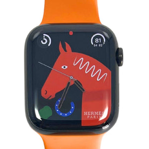 Hermes Apple Watch Series 7 with Hermes Orange Silicone Watch Band GPS/ Cellular 45 mm - Space Black Stainless Steel Case - Techable