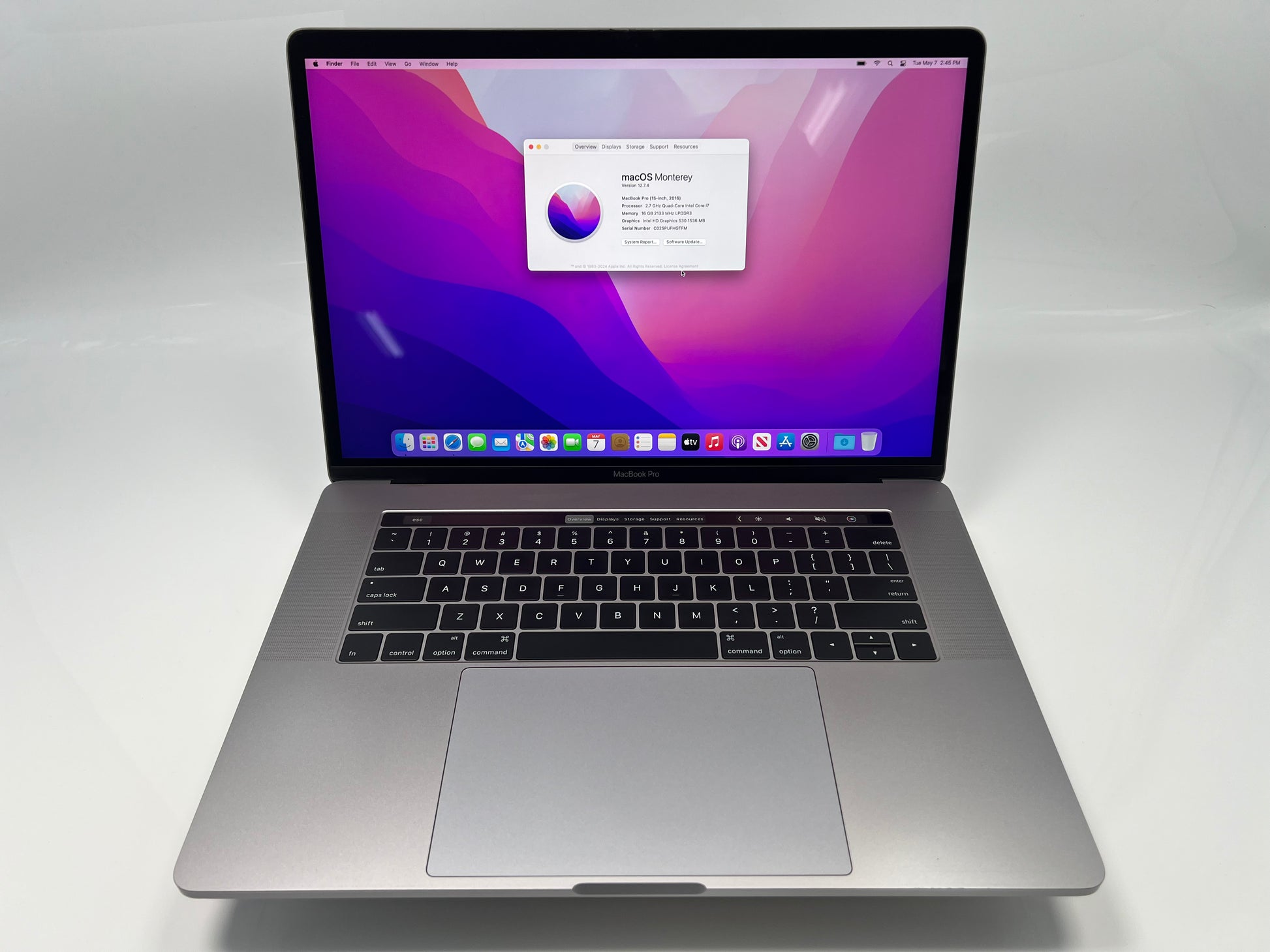 Apple MacBook Pro 15-Inch (2016) 2.7GHz 16GB RAM 512GB SSD - Space Gre Apple MacBook Pro 15-Inch (2016) 2.7GHz 16GB RAM 512GB SSD - Space Gre