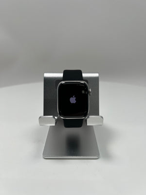 Apple Watch Series 7 (2021) – 41mm • GPS + Cellular – Stainless Steel • Black Sport Band