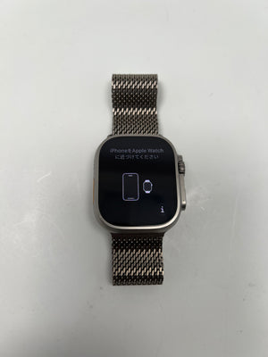 Apple Watch Ultra 3 (2025) – 49mm • GPS • Cellular – Natural Titanium • Gray Metal Mesh Watch Band – Warranty 4/27